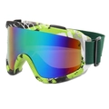 Green camo ski goggles with rainbow lens and adjustable strap for outdoor winter sports - C2 Green Black Frame Green Lens