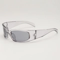Futuristische lila Wrap-Sonnenbrille für Damen im eleganten Y2K-Sportrahmendesign - Grauer Rahmen Graue Gläser