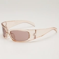 Y2K Retro-Wickelsonnenbrille mit transparenten rosa Rahmen und dunklen Rosenlinsen für Damen - Transparenter Tee-Rahmen Tee-Gläser