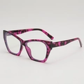 Cat eye sunglasses with purple leopard print pattern and UV protection for women and men - Purple Tortoise Frame Clear Lens