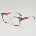 Cat eye sunglasses with gradient grey and orange frames showing a 45-degree side profile view - Grey Orange Frame Clear Lens