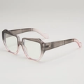 Chic two-tone geometric square sunglasses with gradient grey-pink frame and UV400 lenses - Grey Pink Frame White Lens