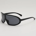 Gafas de sol de ciclismo negras de gran tamaño con montura deportiva cortavientos - Montura Negra Lente Gris