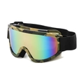 Camouflage frame ski goggles with iridescent lenses and adjustable black strap - C6 Camouflage Frame Pink Lens