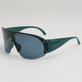 Lunettes de soleil de sport monobloc à large monture vert foncé et verres gris - Monture Verte Verres Gris