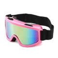 Pink snow goggles with colorful mirror lenses and black adjustable strap for outdoor sports - C12 Pink Frame Pink Lens