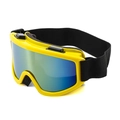 Yellow ski goggles with blue-green reflective lenses and adjustable black head strap - C13 Yellow Frame Gold Lens