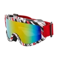 Ski goggles with colorful reflective lenses and red black white striped frames - C15 Black White Red Pattern Frame Orange Lens