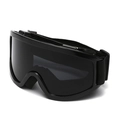 All-black anti-fog ski goggles with wide adjustable elastic strap and UV protection - C21 All Black Frame Gray Lens