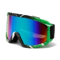 Ski goggles with colorful gradient lens and green cracked pattern frame for outdoor sports - C23 Black Green Cracked Frame Green Lens