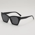 Klassische schwarze Cat-Eye-Sonnenbrille mit glänzendem Rahmen und UV-Schutzgläsern - Schwarzer Rahmen Graue Gläser