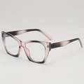 Cat-Eye-Sonnenbrille mit rosa-dunkelgrauem Farbverlauf und glänzendem Gestell - Schwarz Rosa Rahmen Klares Glas