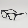 Cat-eye sunglasses with black frame and blue interior lines, 2025 trendy design - Black Frame Clear Lenses