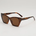 Cat eye sunglasses featuring brown tortoiseshell frames and dark brown tinted lenses - Tortoise Shell Frame