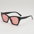 Cat eye sunglasses with black frame and pink lenses for UV protection stylish eyewear - Black Frame Pink Lens