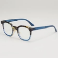 Lunettes de soleil rétro à monture léopard et branches bleues translucides pour unisexe - Monture Écaille Bleue Verres Blancs