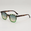 Lunettes de soleil léopard rétro avec monture écaille vert et verres dégradés - Monture Florale Verte Verres Thé Vert
