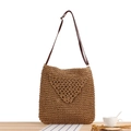 Elegante borsa a tracolla intrecciata marrone con cinturino in pelle per estate - Cammello