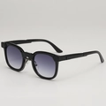 Lunettes de soleil noires classiques avec verres dégradés violets et plaquettes réglables - Monture Noire Double Verre Gris