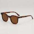 Lunettes de soleil léopard avec verres marron et pont métallique doré - Monture Écaille