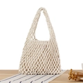 Sac en coton tissé à la main blanc crème pour les vacances à la mer et plage - Blanc (avec doublure en toile)