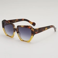 Chic tortoiseshell and yellow square sunglasses with gradient grey lenses and metal rivets - Yellow Tortoise Frame Grey Gradient Lens