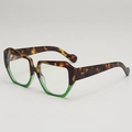 Square tortoise and translucent green contrast color sunglasses with UV400 protection - Green Tortoise Frame White Lens