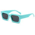 Gafas de sol cuadradas retro azul claro con remaches plateados y lentes oscuros - Montura Verde Manzana Lente Gris Completo (C4)