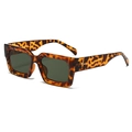 Lunettes de soleil rétro carrées en écaille avec des verres vert foncé - Monture Écaille Lentille G15 (C5)