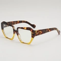 Retro square tortoiseshell and yellow two-tone frame sunglasses for women - Yellow Tortoise Frame White Lens