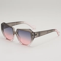 Square two-tone sunglasses with blue-pink gradient lenses and translucent frame - Gray Pink Frame Gray Pink Lens