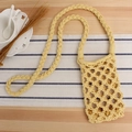 Bright yellow hand-woven cotton rope crossbody phone bag for women in a stylish summer style - Light Yellow