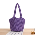 Handmade purple woven cotton tote bag with a minimalist bucket shape for casual travel - Purple