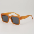 Chic thick frame square sunglasses with translucent amber finish and dark grey lenses - Orange Frame Gray Lens