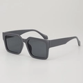 Trendy thick frame square sunglasses with dark grey lenses in a retro fashion style - Grey Frame Grey Lens