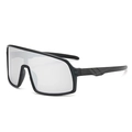 Matte black shield cycling glasses with semi-transparent gray one-piece lens for kids - Style B10Z-2 / Black Frame Silver Mirror