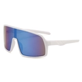 Kids cycling sunglasses with white frame and purple-blue gradient mirror lens - Style B10Z-2 / White Frame Blue Mirrored Lens