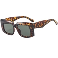 Vintage oversized tortoise square sunglasses with wide temples shown at 45-degree angle - Demi/Tortoise