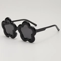 Lunettes de soleil pour enfants en forme de fleur noire brillante pour la plage - Monture Noire Verres Gris