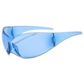 Lunettes de soleil de sport sans monture bleues avec un design enveloppant futuriste - Bleu (C6)