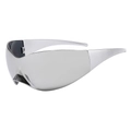 Lunettes de soleil futuristes argentées sans monture style sport Y2K avec verres miroir - Miroir Argenté (C8)