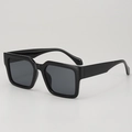 Retro thick black square sunglasses with glossy frame and dark lenses for a bold look - Black Frame Grey Lens
