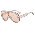 Retro oversized shield zonnebril in transparant champagne met platte bovenkant - Licht Thee Frame Licht Thee Lenzen