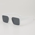Modern white thick frame square sunglasses with dark lenses for a bold fashion style - White Frame Gray Lens