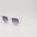 Lunettes de soleil carrées rétro avec monture transparente et verres dégradés violets - Monture transparente Verres doubles gris