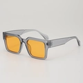 Translucent blue thick frame square sunglasses with vibrant orange yellow lenses - Gray Frame Yellow Lens