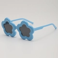 Kinder Sonnenbrille in Blumenform mit hellblauem Rahmen und dunklen Gläsern - Blauer Rahmen Graue Linsen