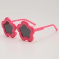 Kinder-Sonnenbrille in Blumenform in kräftigem Rosapink mit dunklen Gläsern - Leuchtendes Pink Rahmen Graue Gläser
