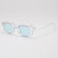 Lunettes de soleil carrées rétro avec monture transparente et verres bleu clair CY2581 - Monture Transparente Verres Bleus
