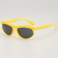 Kids trendy lemon yellow sport sunglasses with dark UV protection lenses for children - Yellow Frame Grey Lens